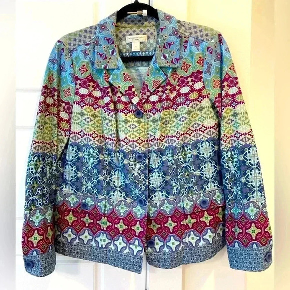 Boho Vintage Christopher Banks Jean Jacket Size Petite Large - Picture 5 of 9